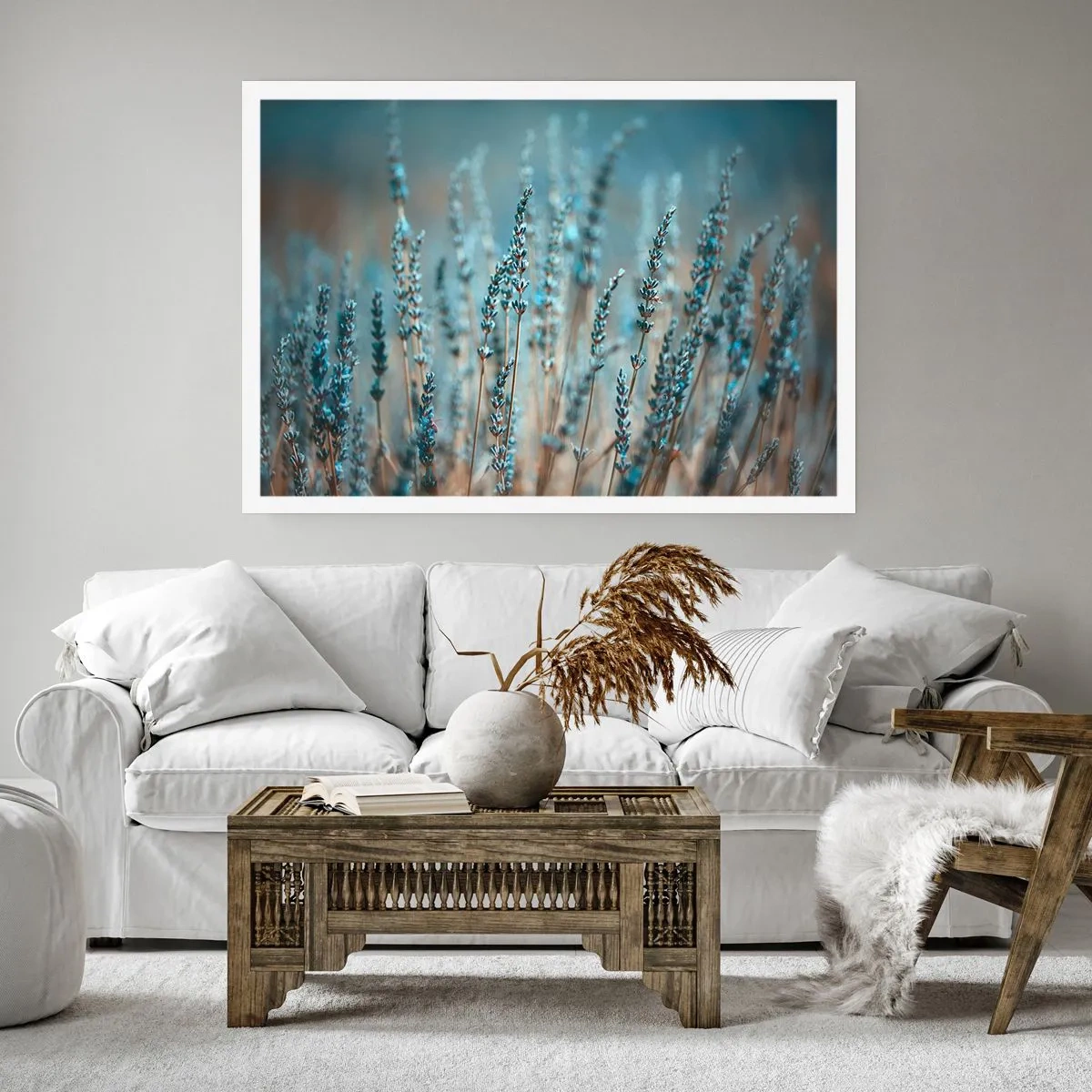 Poster - Lavendel im Feld in dezenten Pastelltönen - 100x70cm - Duftendes Kornfeld - Moderne Wanddekoration für Wohnzimmer und Schlafzimmer ARTTOR