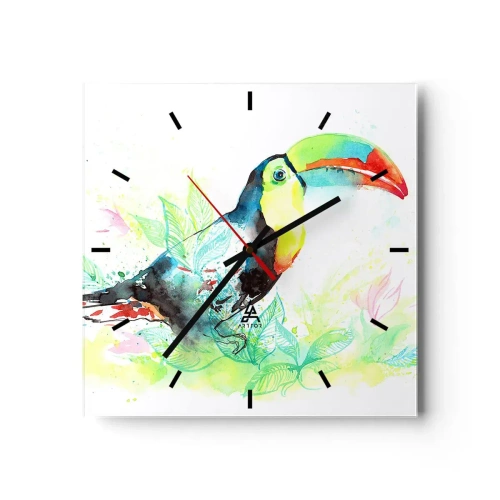 Wanduhr - Glasuhr - So bunt wie Südamerika - 40x40 cm