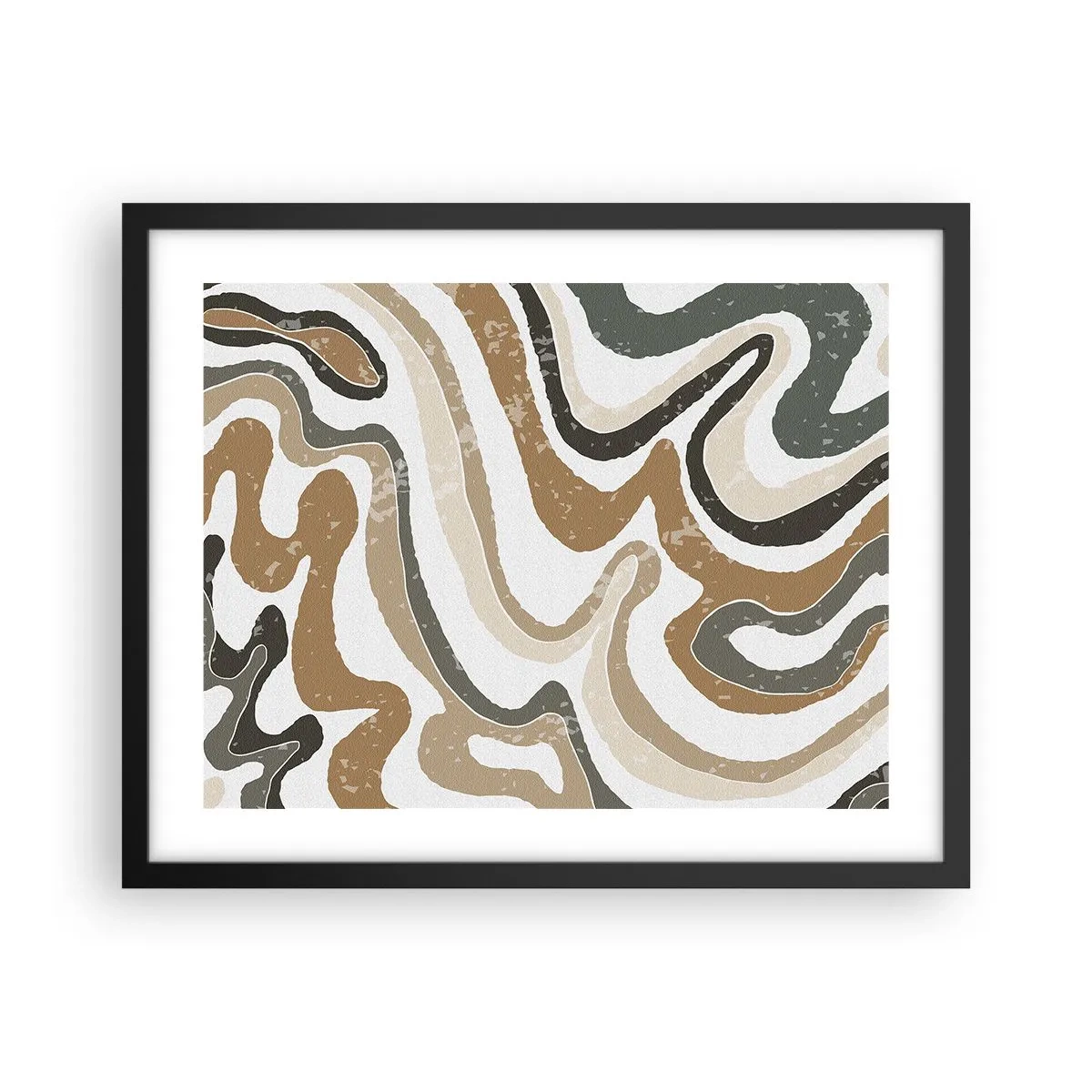 Poster in einem schwarzem Rahmen - Mäander in Erdfarben - 50x40 cm