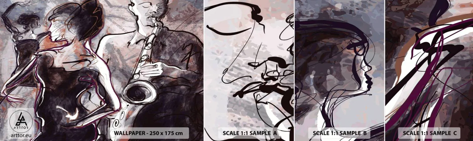 Fototapeten Muster Selbstklebend Deluxe Sticker - In der Musik auflösen - Musik, Jazz, Tanzen - 100x30 cm