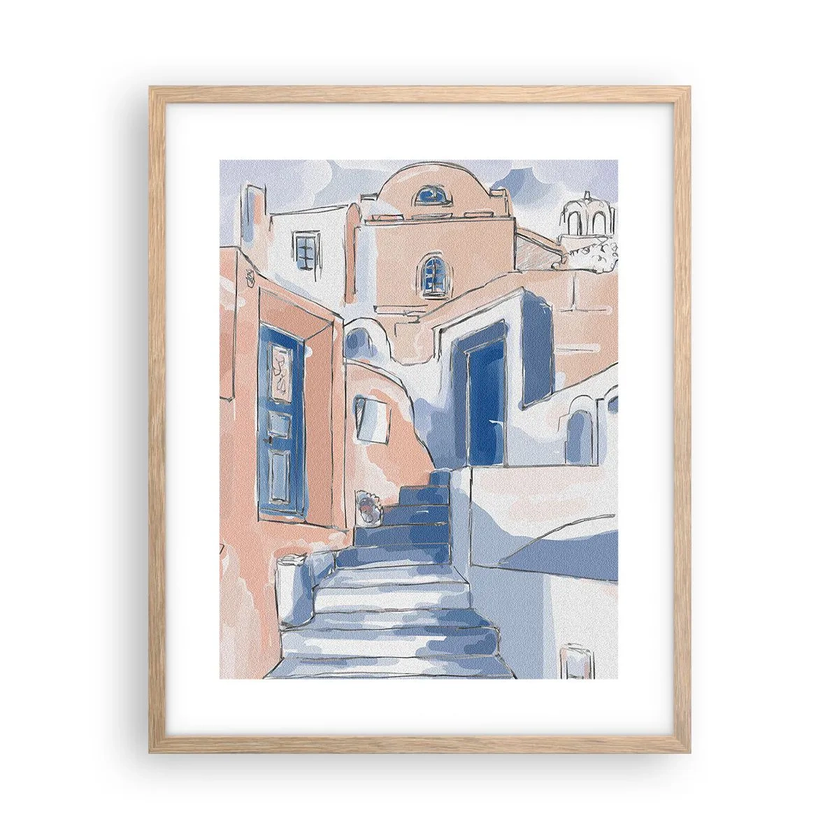 Poster in einem Rahmen aus heller Eiche - Exotische Stadt - 40x50 cm