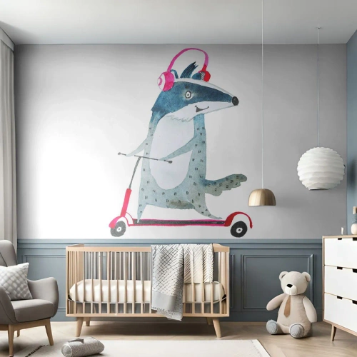 Selbstklebende Fototapete Deluxe Sticker - Dachsfreude - Kinder, Roller, Tier - 250x175 cm
