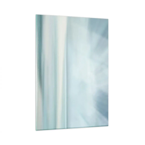 Glasbild - Bild auf glas - Verschwommene Abstraktion in Blau-, Weiß- und Grautönen - 50x70cm - Frieden bis zum Horizont - Moderne Wanddekoration für Wohnzimmer und Schlafzimmer ARTTOR