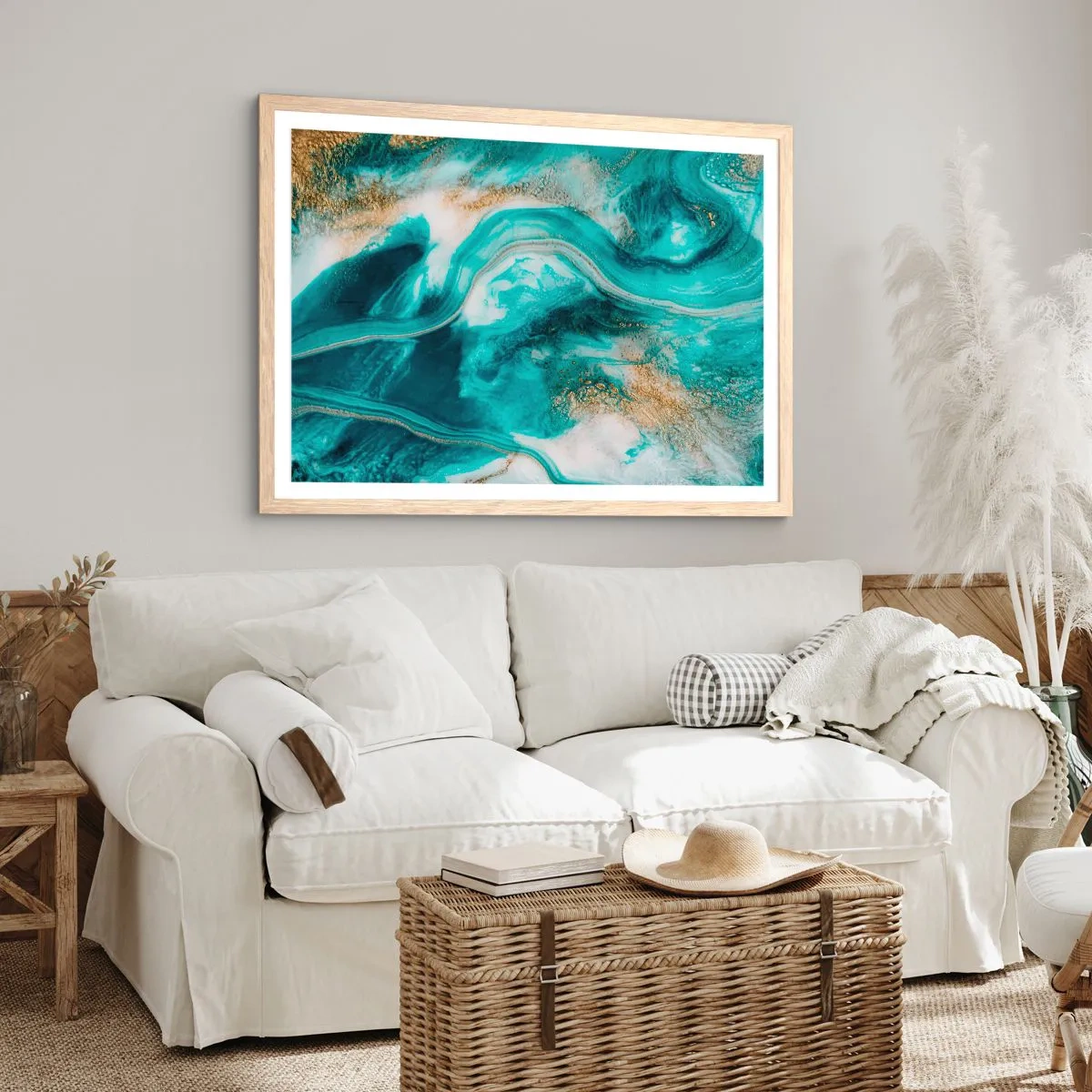 Poster in einem Rahmen aus heller Eiche - Der Fluss aus Gold - 70x50 cm