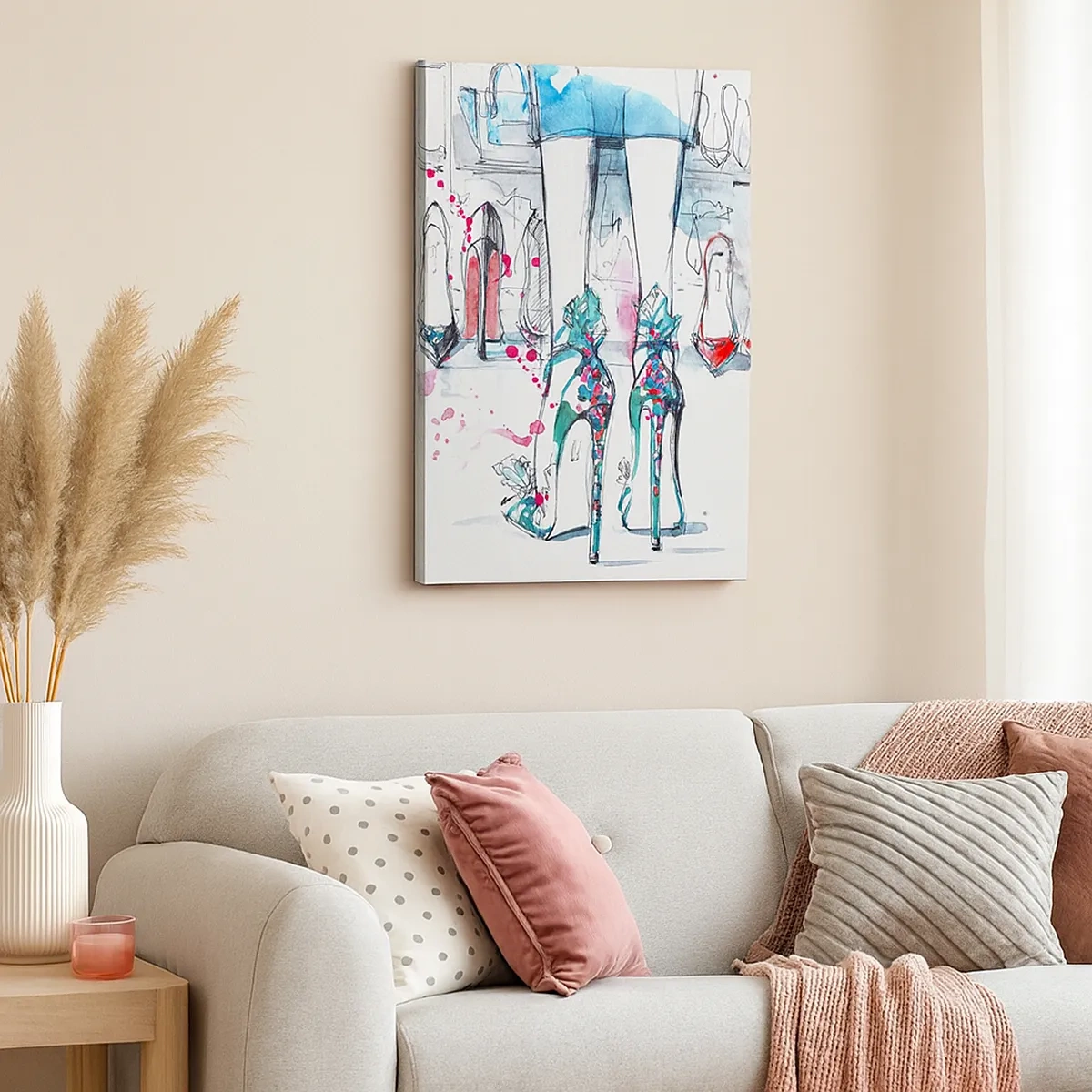 Bild auf Leinwand - Leinwandbild - Künstlerische Grafiken mit High Heels und Accessoires - 50x70cm - Sesam, mach auf - Moderne Wanddekoration für Wohnzimmer und Schlafzimmer ARTTOR