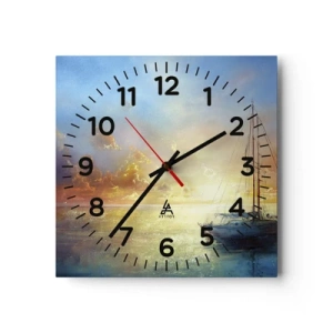 Wanduhr - Glasuhr - In einer goldenen Bucht - 30x30 cm