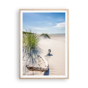 Poster in einem Rahmen aus heller Eiche - Der schönste Strand? Ostsee-Strand - 70x100 cm