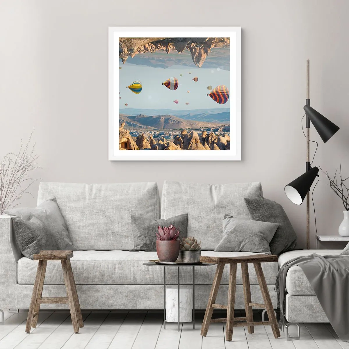 Poster in einem weißen Rahmen - Hier ist alles möglich - 40x40 cm