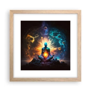 Poster in einem Rahmen aus heller Eiche - Kosmischer Frieden - 30x30 cm