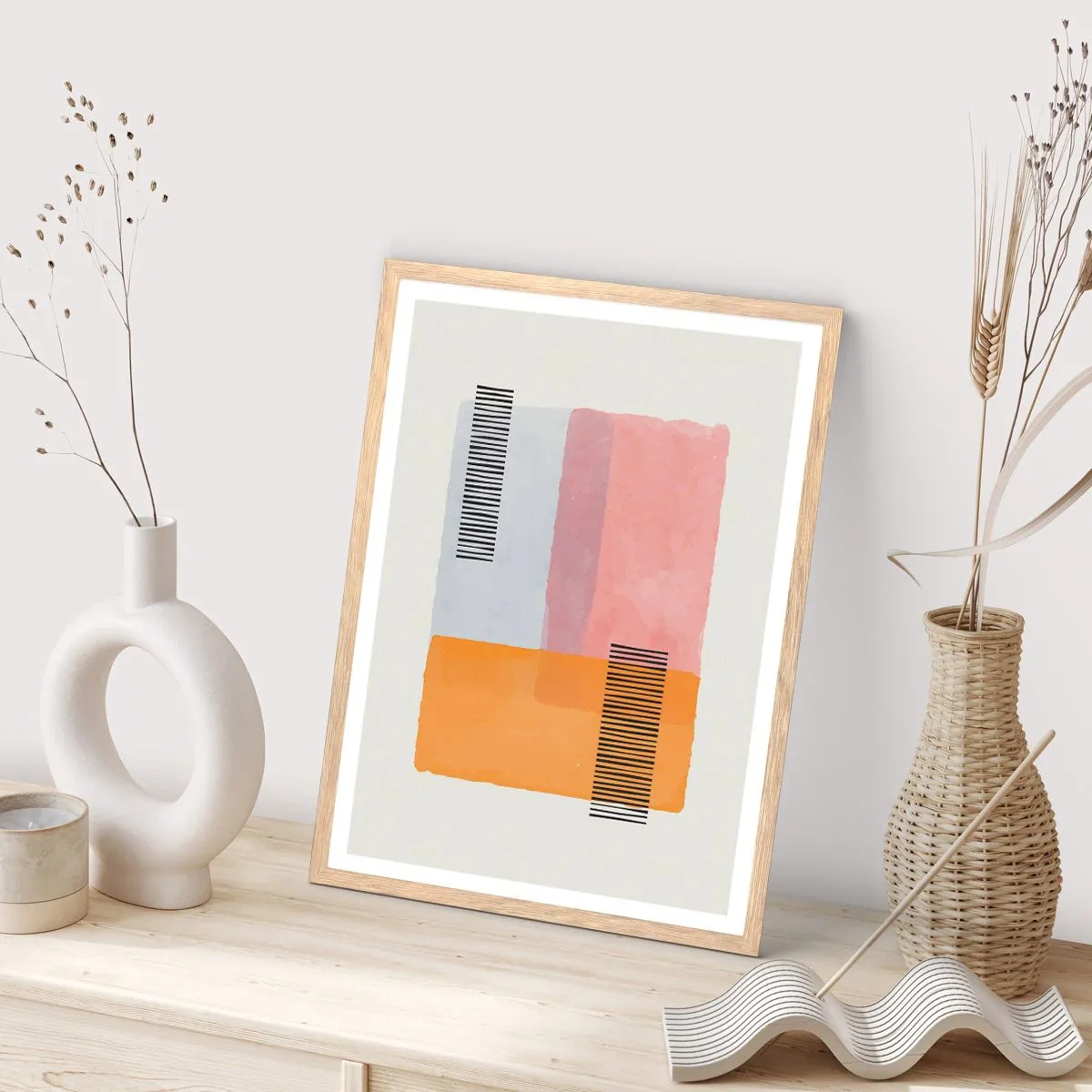 Poster in einem Rahmen aus heller Eiche - Von Ecke zu Ecke - 50x70 cm