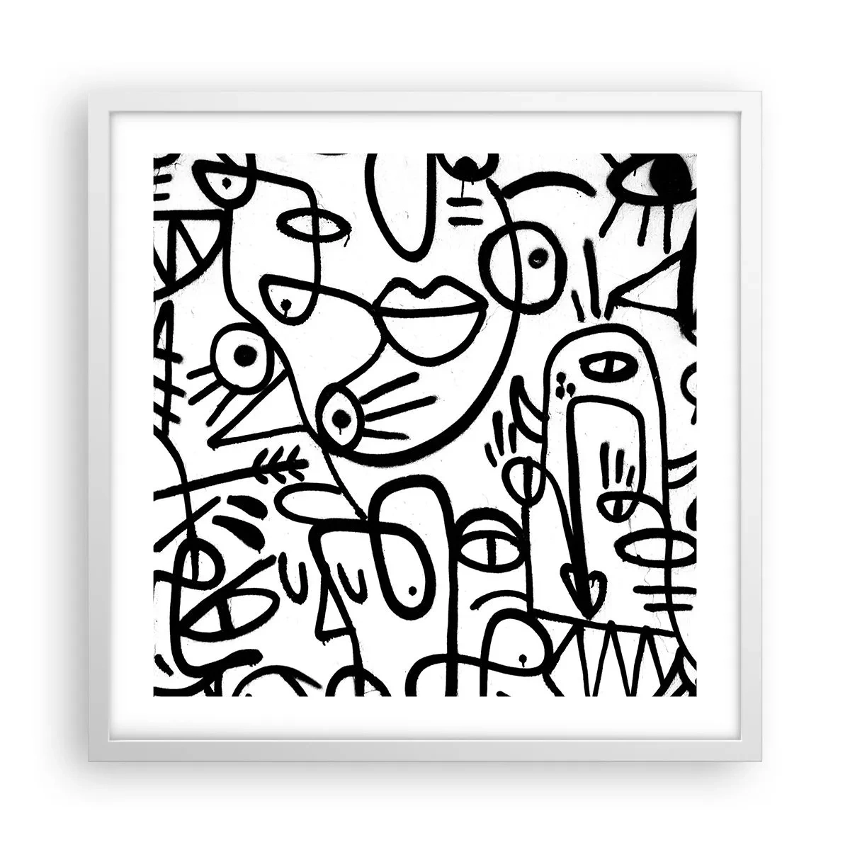 Poster in einem weißen Rahmen - Gesichter und Luftspiegelungen - 50x50 cm