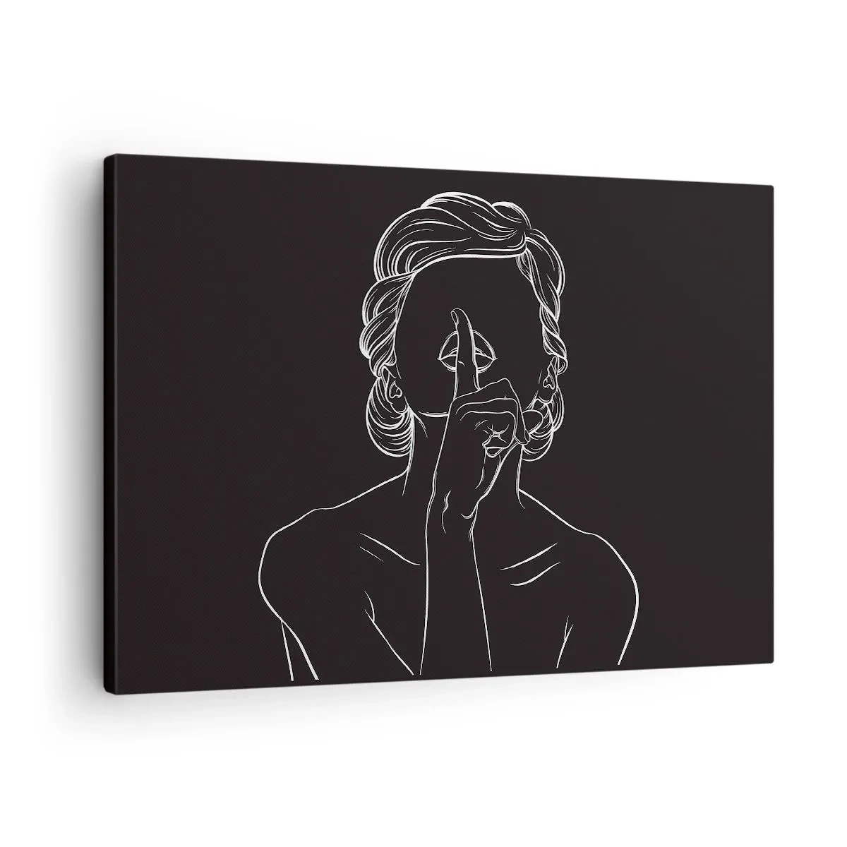 Bild auf Leinwand - Leinwandbild - Minimalistische Silhouette einer Frau auf schwarzem Hintergrund - 70x50cm - Schönheit erblüht in der Stille - Moderne Wanddekoration für Wohnzimmer und Schlafzimmer ARTTOR