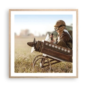 Poster in einem Rahmen aus heller Eiche - Start in Richtung eines Traums - 60x60 cm