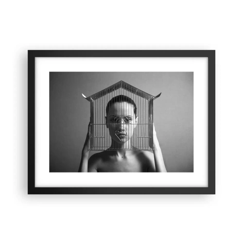 Poster in einem schwarzem Rahmen - Ein leicht surreales Portrait - 40x30 cm