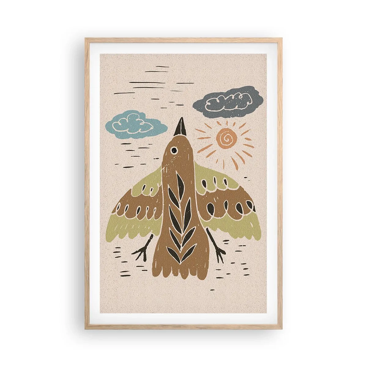 Poster in einem Rahmen aus heller Eiche - Guten Flug - 61x91 cm