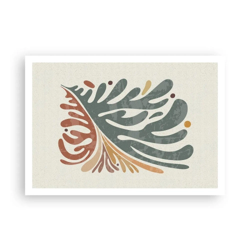 Poster - Buntes abstraktes Blatt auf hellem Hintergrund - 100x70cm - Mehrfarbiges Blatt - Moderne Wanddekoration für Wohnzimmer und Schlafzimmer ARTTOR