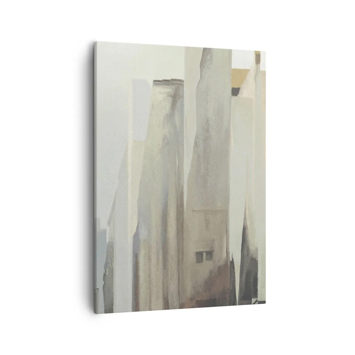 Bild auf Leinwand - Leinwandbild - Abstraktes Stadtbild in Pastelltönen - 50x70cm - Traum von der Stadt - Moderne Wanddekoration für Wohnzimmer und Schlafzimmer ARTTOR