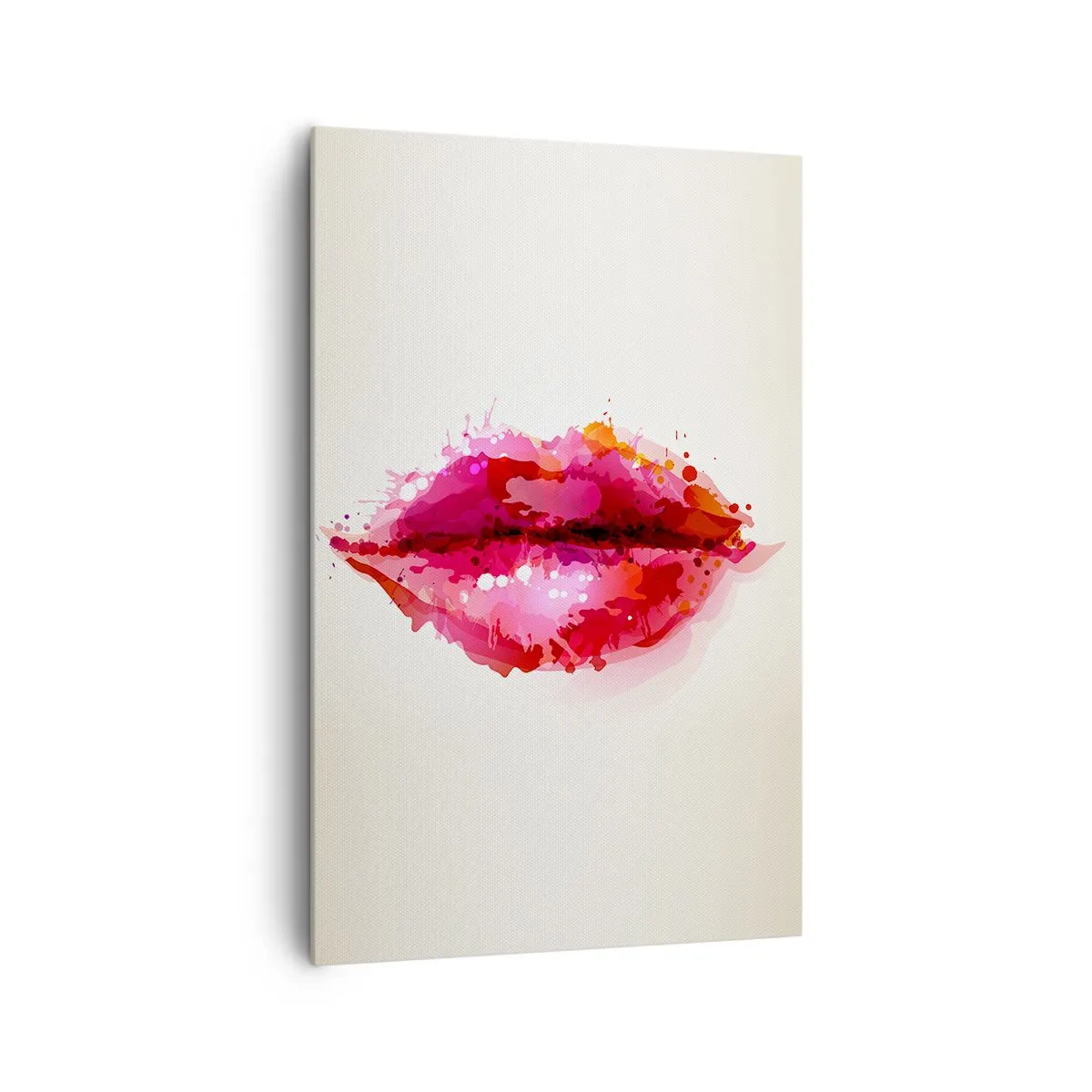 Bild auf Leinwand - Leinwandbild - Abstraktes Lippenmotiv in Rosa- und Rottönen - 80x120cm - Ein rötlicher Rotton - Moderne Wanddekoration für Wohnzimmer und Schlafzimmer ARTTOR