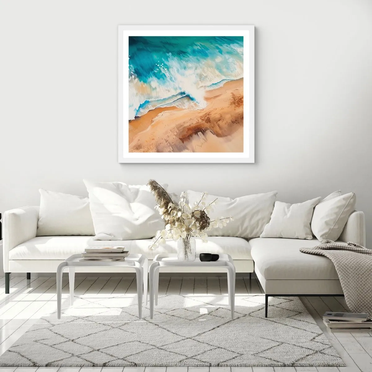 Poster in einem weißen Rahmen - Zurückkehrende Welle - 50x50 cm