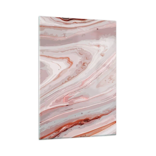 Glasbild - Bild auf glas - Abstraktes Muster in Rosa- und Brauntönen - 50x70cm - Rosa Flüssigkeit - Moderne Wanddekoration für Wohnzimmer und Schlafzimmer ARTTOR