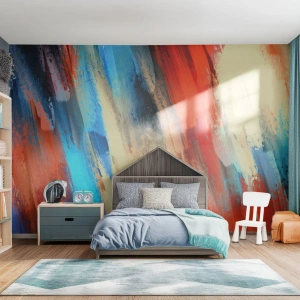 Fototapete Premium Sand - Abstraktes Farbspiel mit dynamischen Pinselstrichen - 100x70cm - Eine Kaskade von Farben - Moderne Wanddekoration für Wohnzimmer und Schlafzimmer ARTTOR
