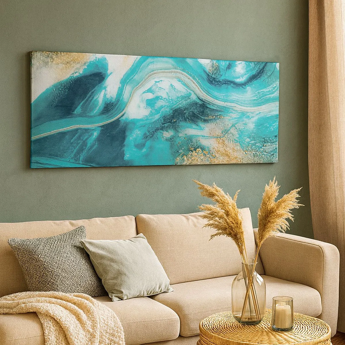 Bild auf Leinwand - Leinwandbild - Der Fluss aus Gold - 100x40 cm