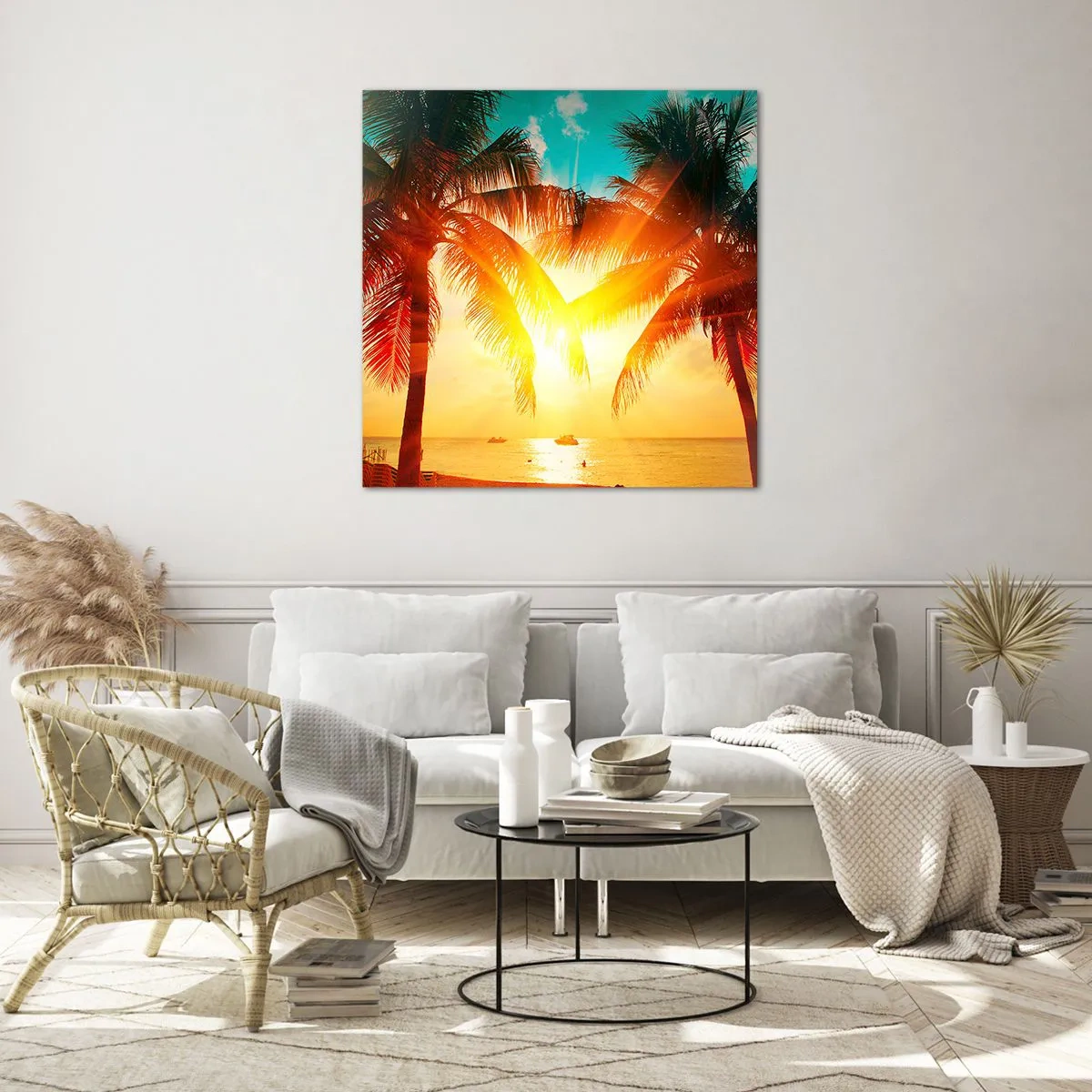Glasbild - Bild auf glas - Exotisches Paar - 70x70 cm