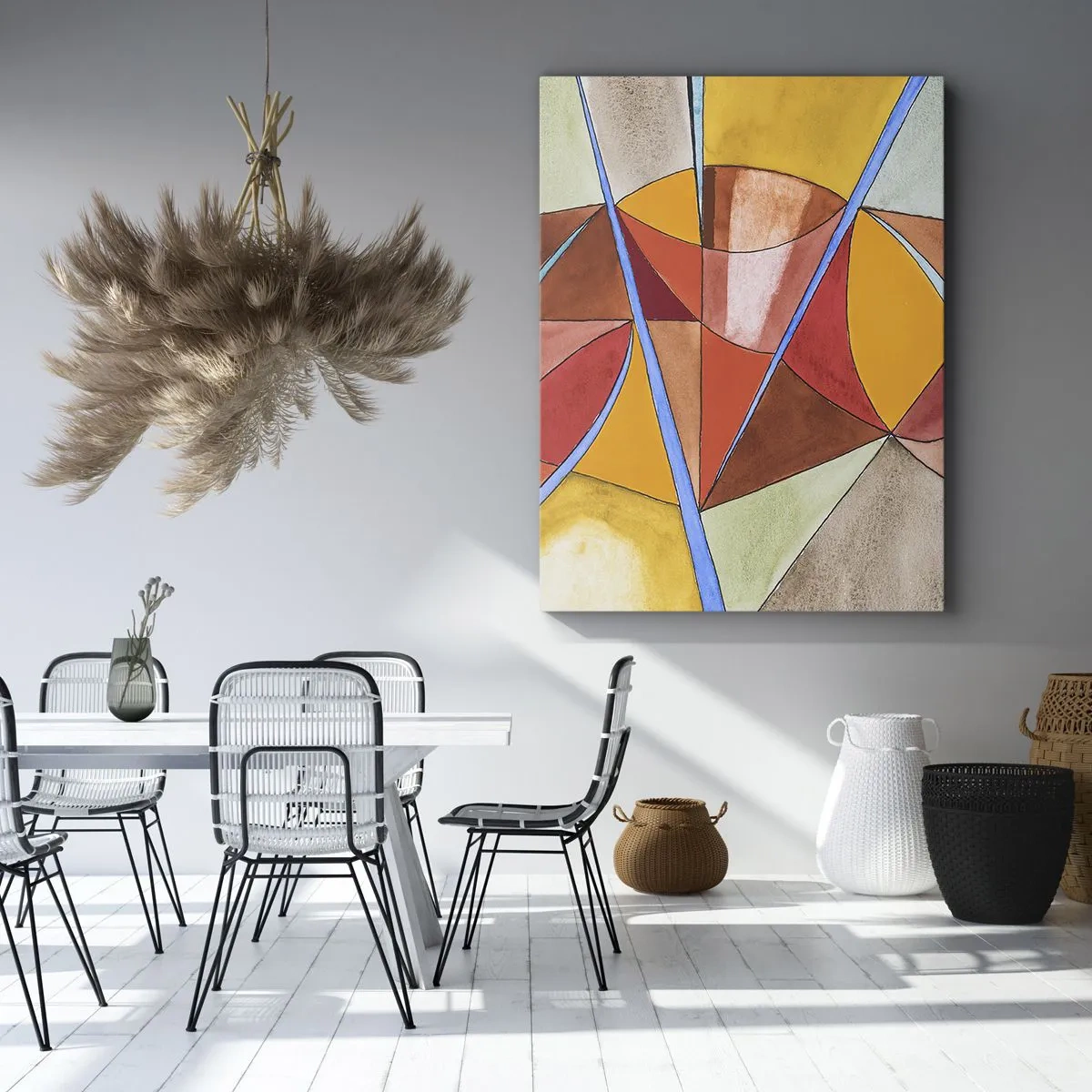 Bild auf Leinwand - Leinwandbild - Eine abstrakte Komposition in lebendigen geometrischen Farben. - 50x70cm - Das Karussell, das Traumkarussell - Moderne Wanddekoration für Wohnzimmer und Schlafzimmer ARTTOR