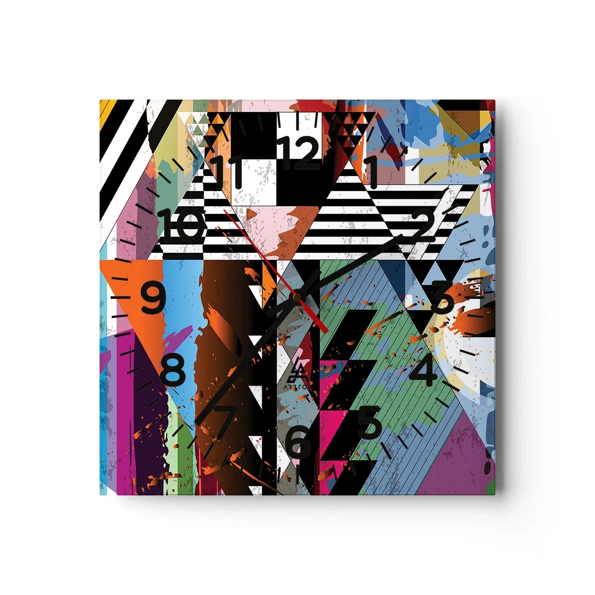 Wanduhr - Glasuhr - Geometrisch und organisch - 40x40 cm