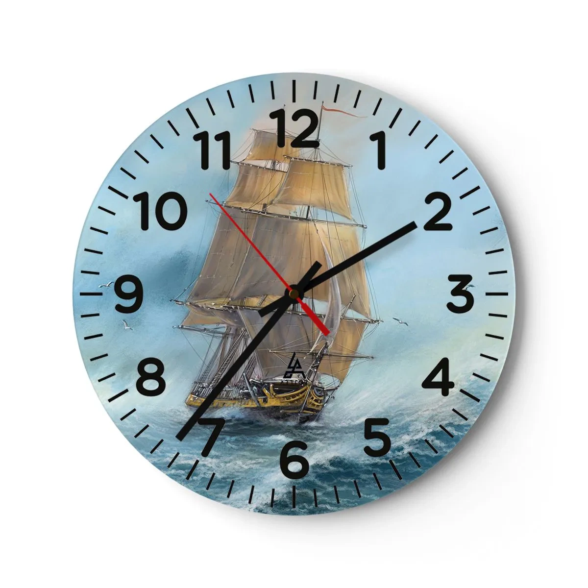 Wanduhr - Glasuhr - Über die Wellen gleiten - 40x40 cm