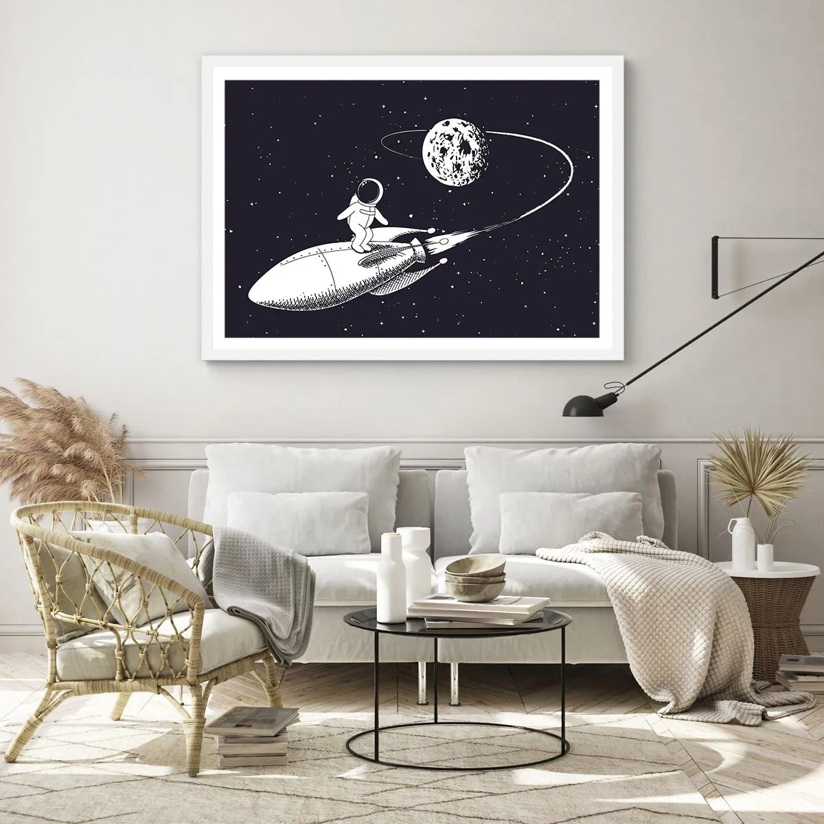 Poster in einem weißen Rahmen - Weltraumsurfer - 50x40 cm