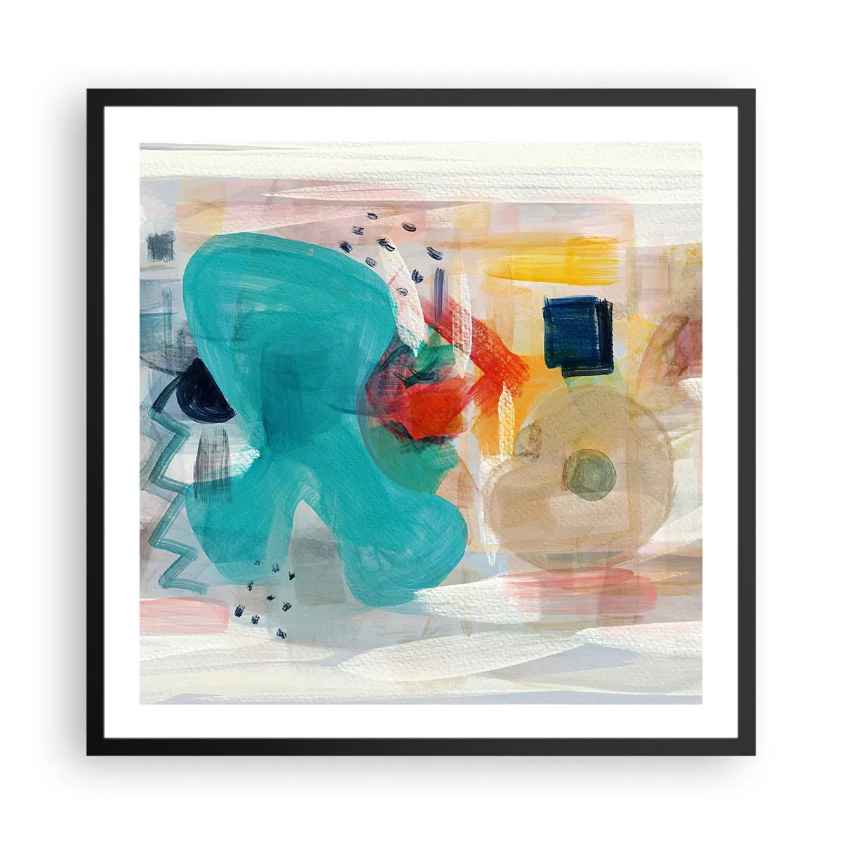 Poster in einem schwarzem Rahmen - Buntes Spiel - 60x60 cm