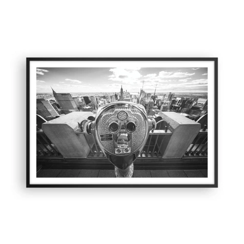 Poster in einem schwarzem Rahmen - Stadt über den Städten - 91x61 cm