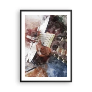 Poster in einem schwarzem Rahmen - Künstlerische Darstellung einer Gitarre im Aquarellstil - 50x70cm - Und was halten Sie davon? - Moderne Wanddekoration für Wohnzimmer und Schlafzimmer ARTTOR