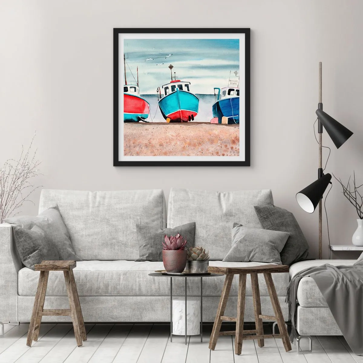 Poster in einem schwarzem Rahmen - Bereit zum Fang - 40x40 cm