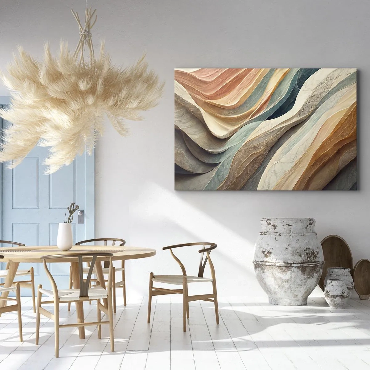 Bild auf Leinwand - Leinwandbild - Abstrakte Wellen in Pastelltönen - 70x50cm - Moment vor der Veränderung - Moderne Wanddekoration für Wohnzimmer und Schlafzimmer ARTTOR
