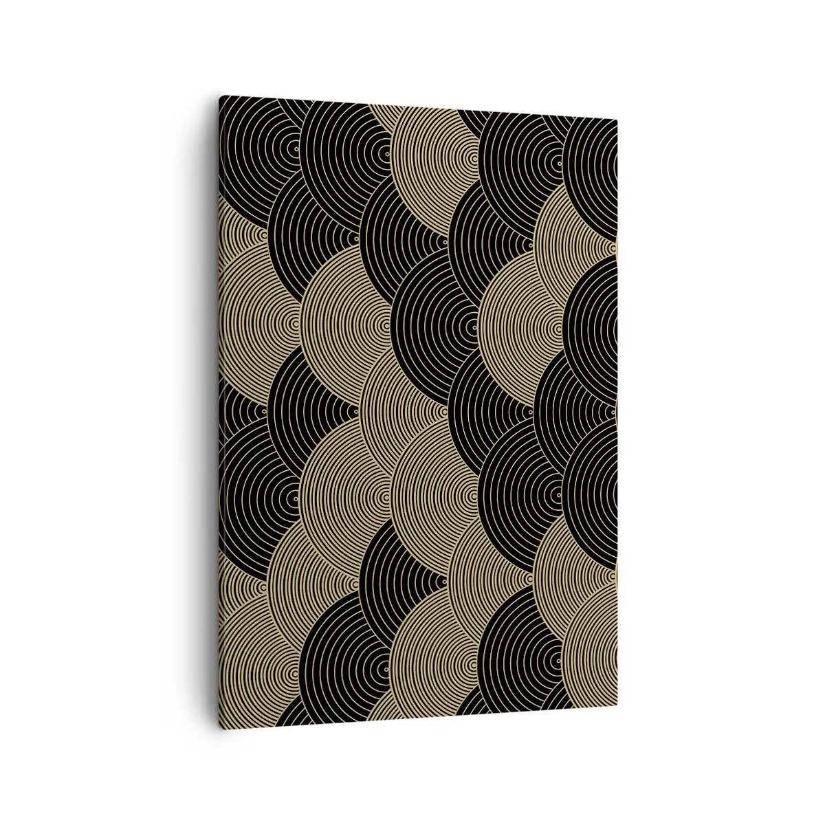 Bild auf Leinwand - Leinwandbild - Art-Deco-Muster mit Halbkreisen und goldenen Linien - 50x70cm - Einheit in der Vielfalt - Moderne Wanddekoration für Wohnzimmer und Schlafzimmer ARTTOR