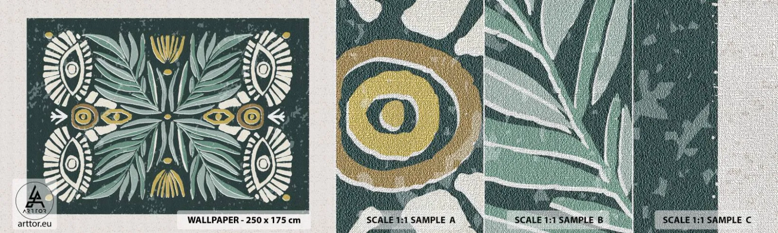 Fototapeten Muster Premium Canvas - Wie ein Volksausschnitt - Boho, Muster, Botanik - 100x30 cm