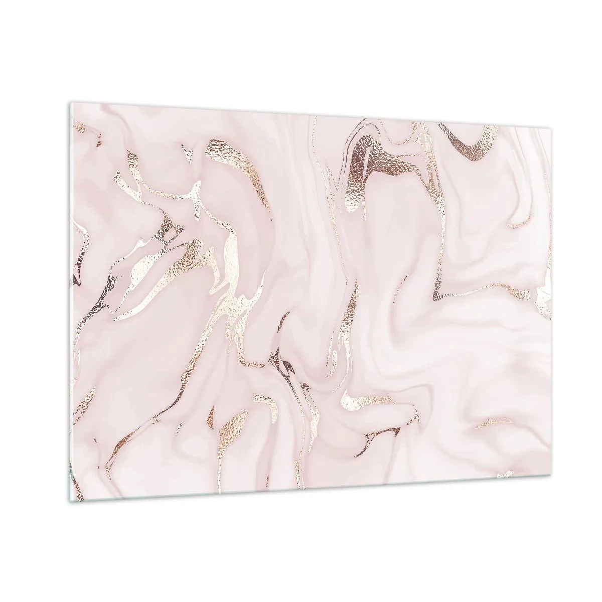 Glasbild - Bild auf glas - Abstraktes Marmormuster in Roségold - 100x70cm - In einem rosa Schal - Moderne Wanddekoration für Wohnzimmer und Schlafzimmer ARTTOR