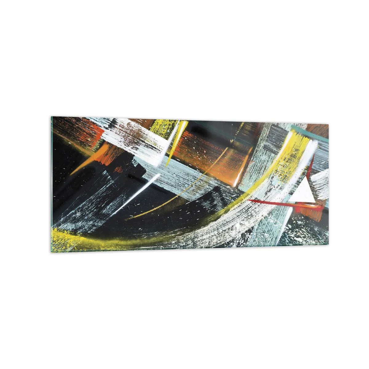 Glasbild - Bild auf glas - Bunte abstrakte Pinselstriche - 120x50cm - Energie der Bewegung - Moderne Wanddekoration für Wohnzimmer und Schlafzimmer ARTTOR