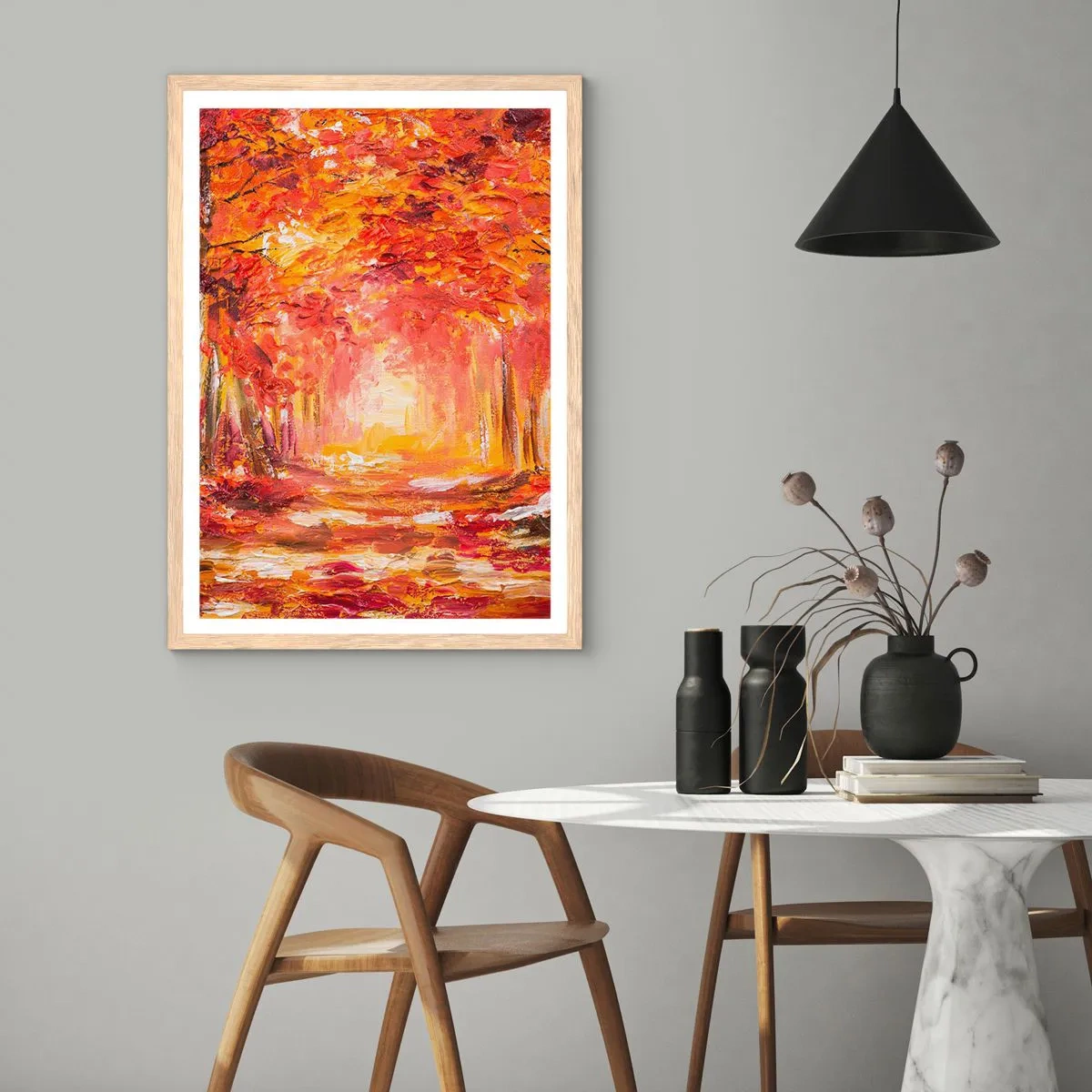 Poster in einem Rahmen aus heller Eiche - Kupferwald - 30x40 cm