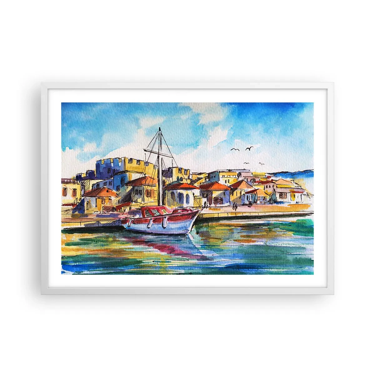 Poster in einem weißen Rahmen - Regenbogennachmittag - 70x50 cm