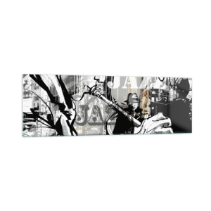 Glasbild - Bild auf glas - New Yorker Jazzszene - 160x50cm - Im Rhythmus von New York - Moderne Wanddekoration für Wohnzimmer und Schlafzimmer ARTTOR