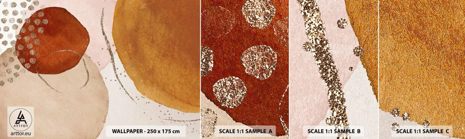 Fototapetenmuster Standard Eco - Rundheit und Bewegung - Abstraktion, Stück, Modernes Muster - 100x30 cm