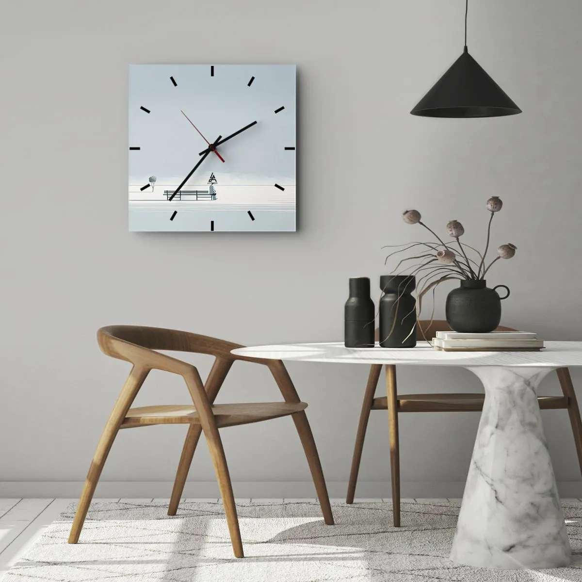 Wanduhr - Glasuhr - Ja, ich warte. - 40x40 cm