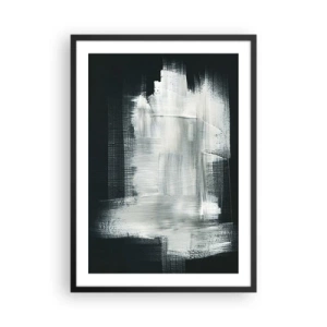 Poster in einem schwarzem Rahmen - Abstrakte Komposition in Weiß auf dunklem Hintergrund - 50x70cm - Vertikal und horizontal gewebt - Moderne Wanddekoration für Wohnzimmer und Schlafzimmer ARTTOR