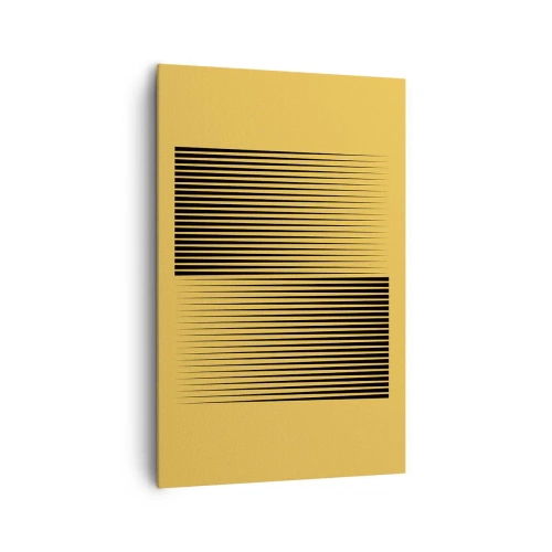 Bild auf Leinwand - Leinwandbild - Vertikale schwarze Linien auf gelbem Hintergrund - 80x120cm - Quadratur der Gegensätze - Moderne Wanddekoration für Wohnzimmer und Schlafzimmer ARTTOR