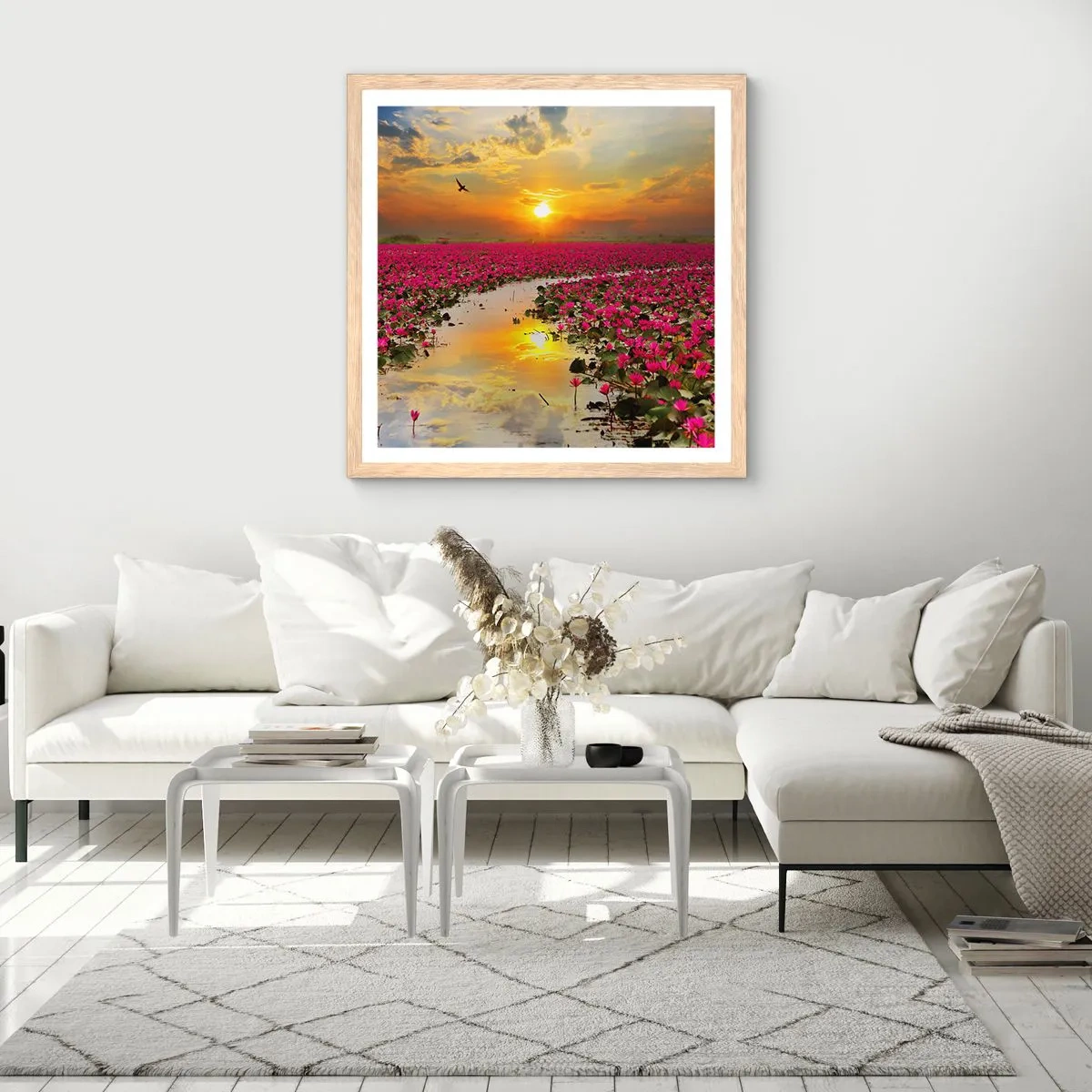 Poster in einem Rahmen aus heller Eiche - Das geheime Leben des Sees - 60x60 cm