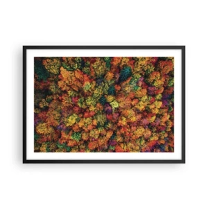 Poster in einem schwarzem Rahmen - Bunte Baumkronen in der Herbstpalette - 70x50cm - Blumenstrauß aus Herbstbäumen - Moderne Wanddekoration für Wohnzimmer und Schlafzimmer ARTTOR