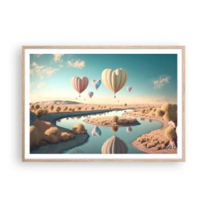 Poster in einem Rahmen aus heller Eiche - Dank Liebe steigt man auf - 100x70 cm
